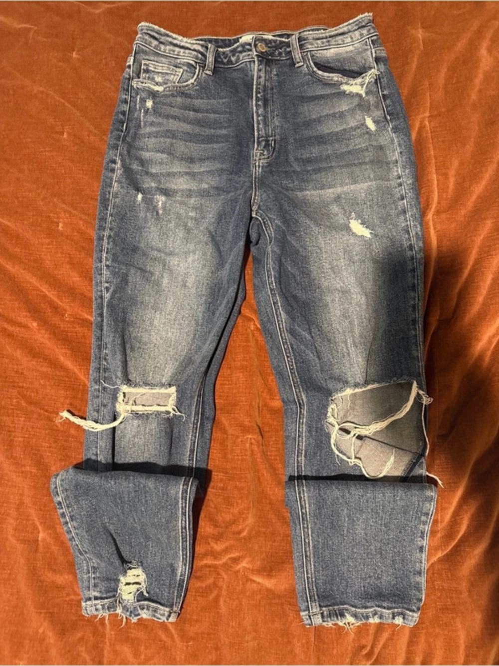 Flying Monkey Women's Distressed Blue Boyfriend Jeans